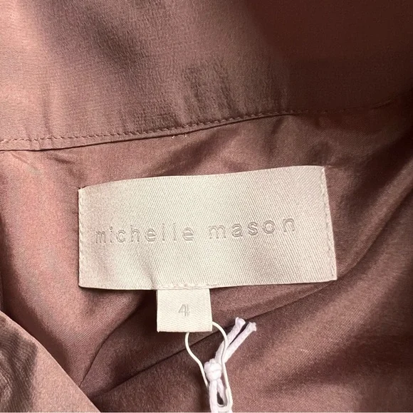 NWT Michelle Mason Silk Draped Ruffle Wrap Effect Mini Skirt Blush Tan Sz 4 - Picture 9 of 14